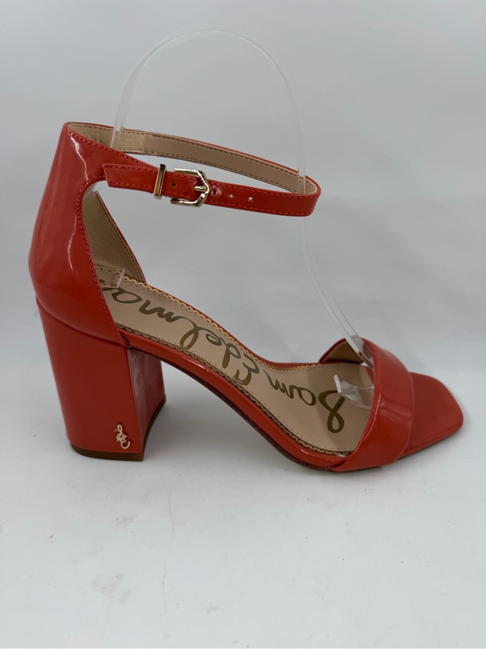 Sam Edelman Daniella Block Heel-SZ 7.5-Ginger Spice Orange Patent Finish Sandals